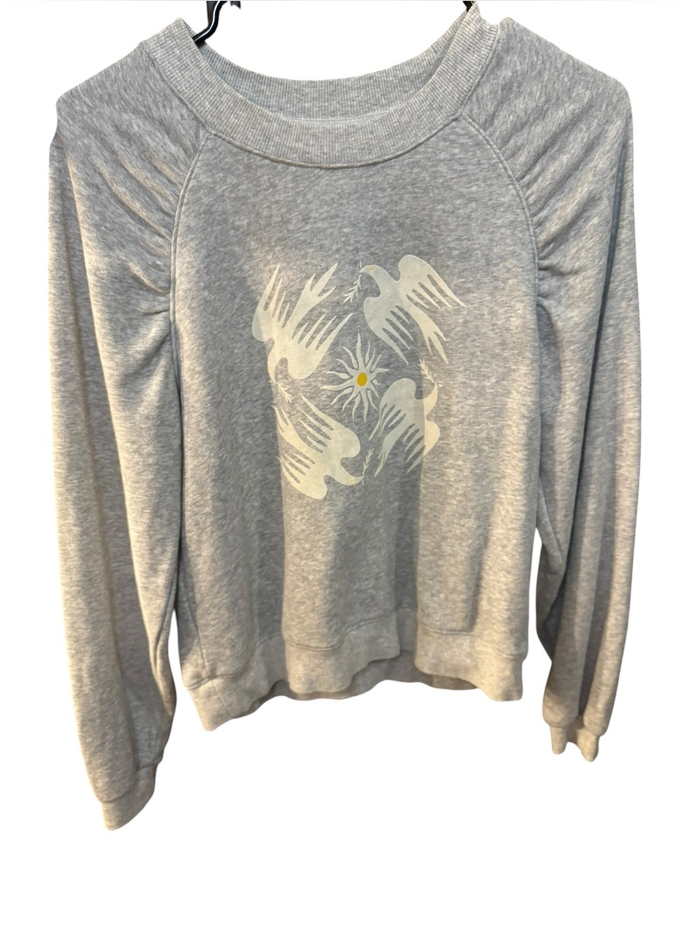 Anthropologie Jason K. Yun Doves Graphics Women's Grey Sweatshirt